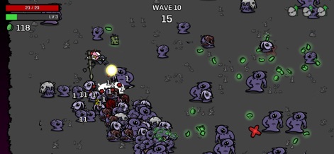 Brotato - Delve into the sheer scale of the massive enemy hordes and the powerful area-of-effect weapons users deploy to survive.