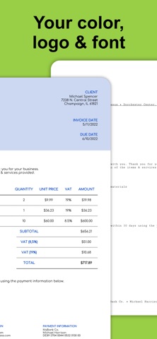 SubTotal PDF Invoice Maker iPhone screenshot