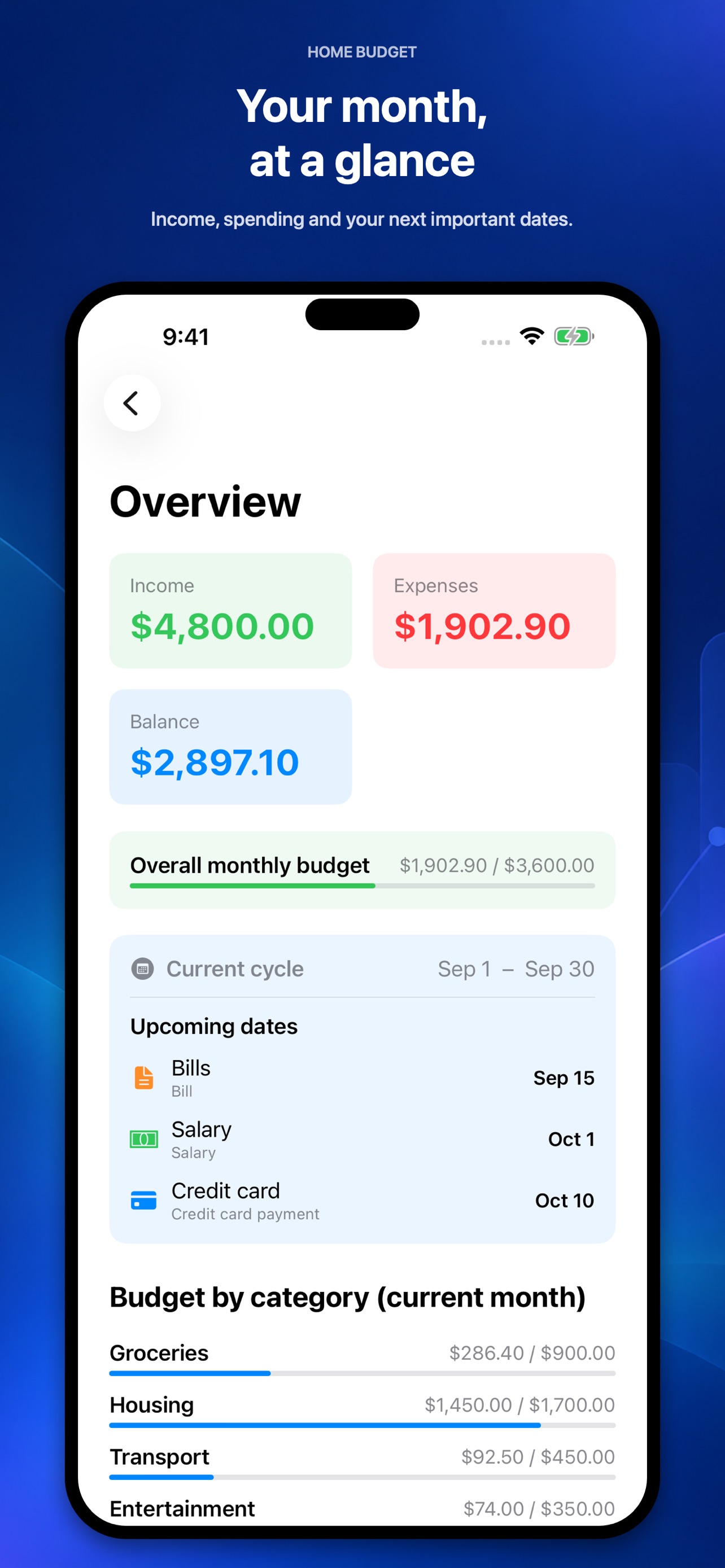 Screenshot 1 of Home Budget: Tracker