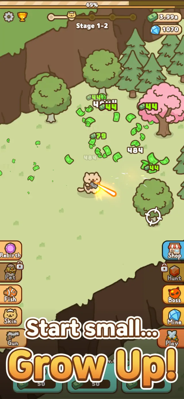 Idle Cat Gunner: Shooter RPG screenshot 1