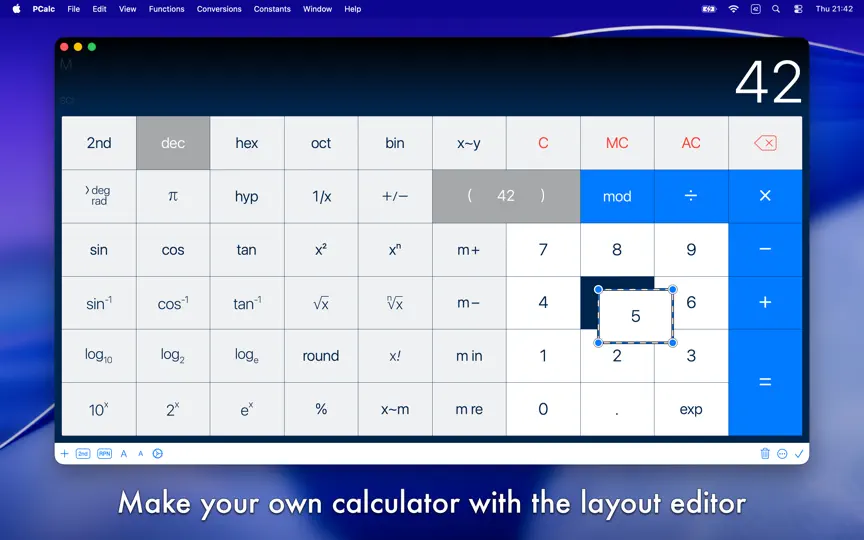 Captura de pantalla de PCalc en iPhone 3