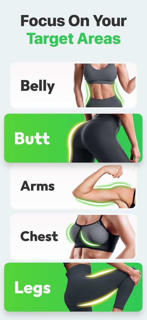 7 Minute Workout: Exercise App - Esta herramienta permite a los usuarios concentrarse en entrenar zonas del cuerpo destacadas, con imágenes que ilustran los ejercicios específicos para cada región, optimizando el esfuerzo en sus áreas prioritarias.