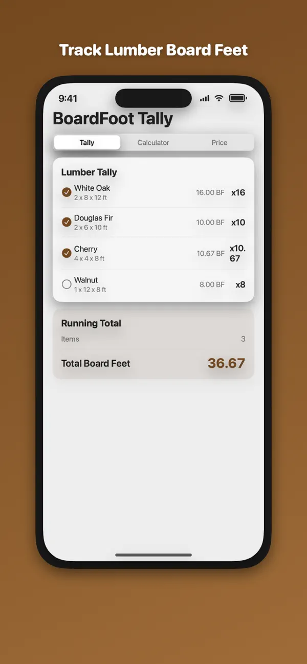 Screenshot #1 pour Board Foot Lumber Tallier