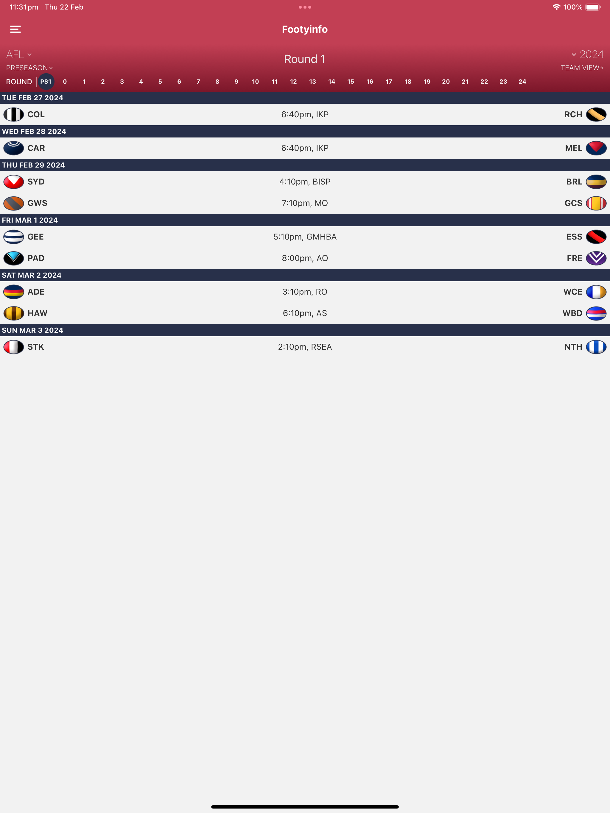 Footyinfo - Live AFL Scores
