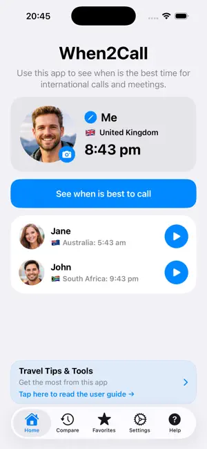 When to Call Across Time Zones screenshot 1