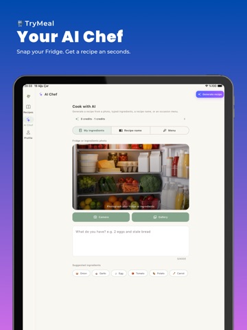TryMeal AI Recipe & Meal Chef iPad screenshot