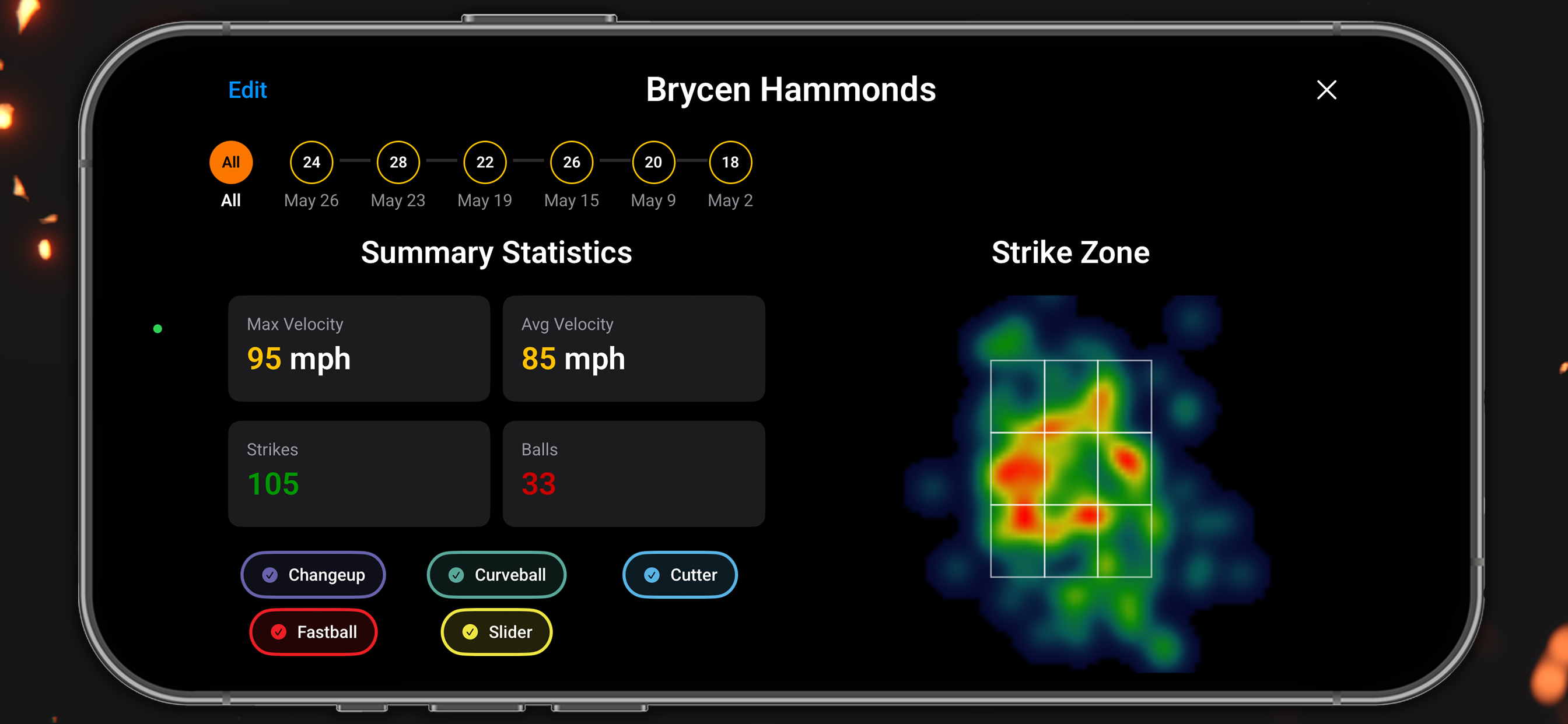 Ember Pitching Analyzer