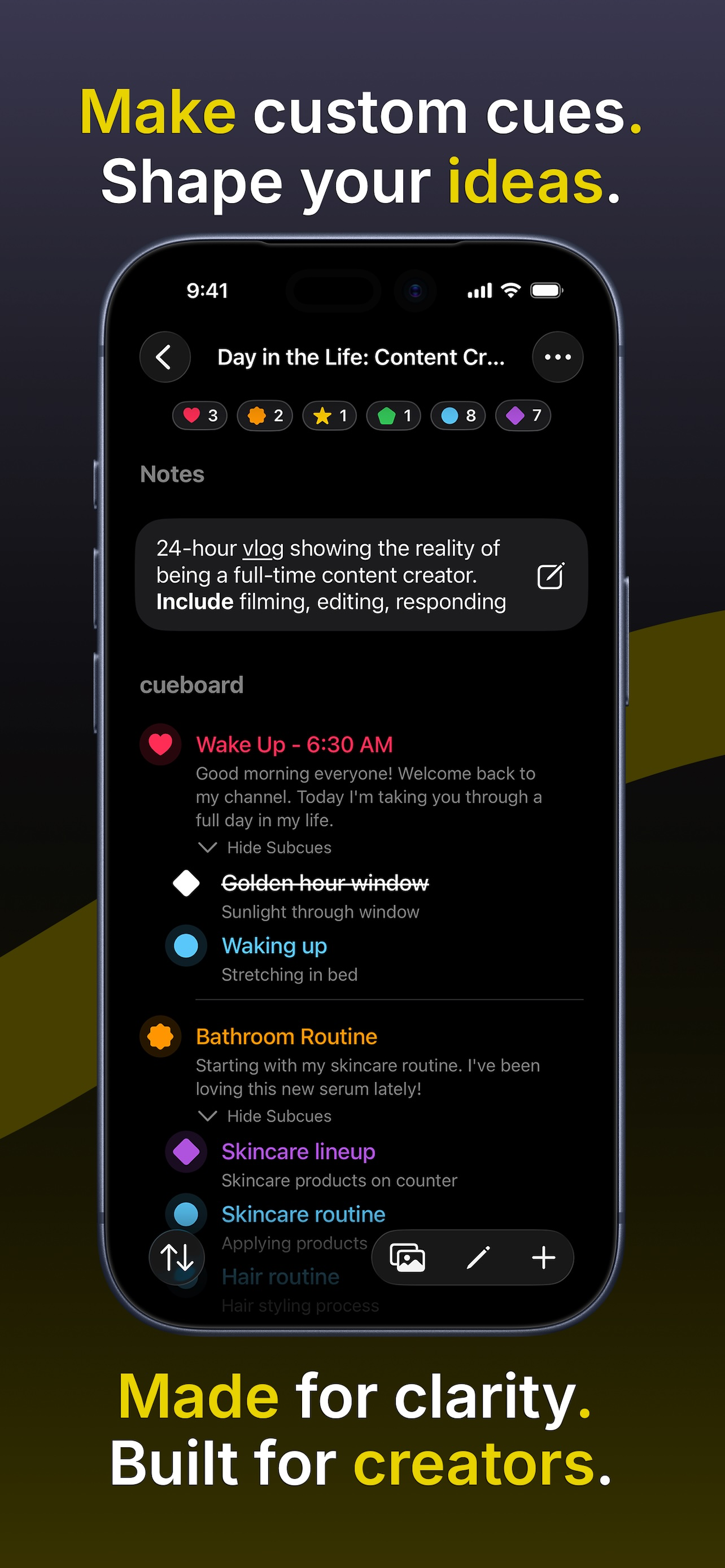 Cueboard - Creator Shot Lists