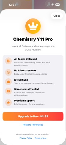 Chemistry Y11 iPhone screenshot