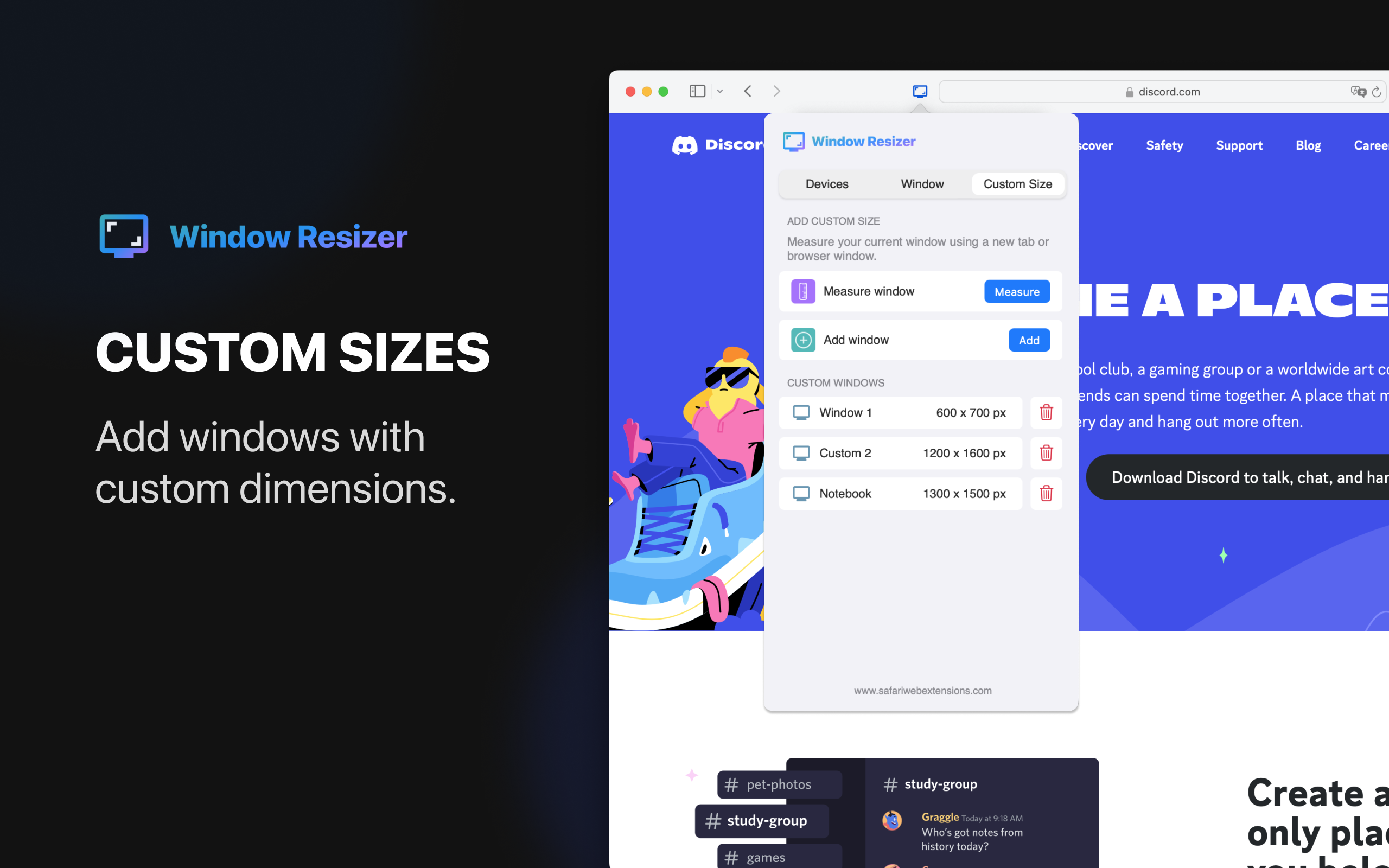 Window Resizer for Safari