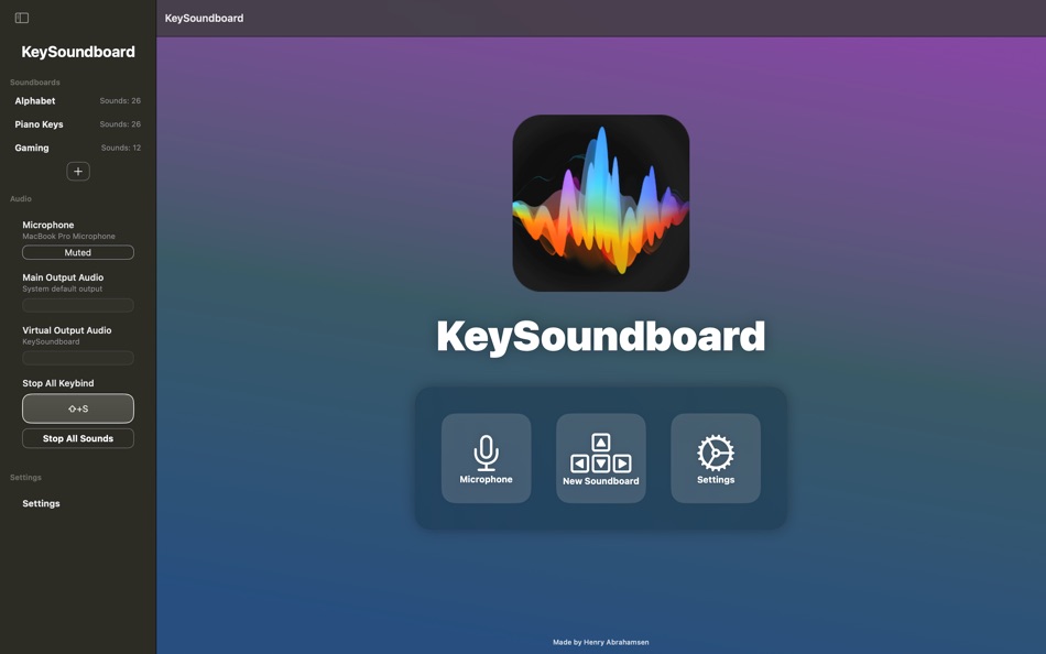 #1. KeySoundboard (macOS) Ved: Henry Abrahamsen
