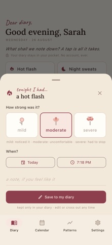 Menopause Diary & Hot Flash Screenshot 2 of 7