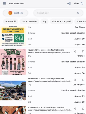 Yard_Sale_Finder iPad screenshot