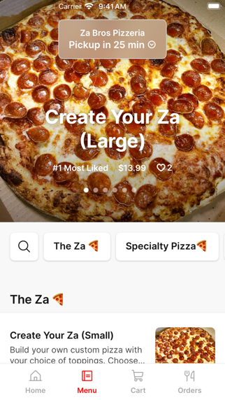 Za Bros Pizzeria iPhone screenshot 2 - Food & Drink app
