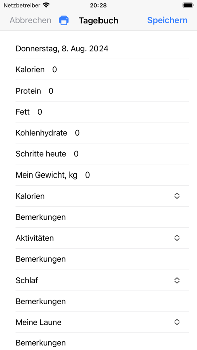 Tagebuch Selbstanalyse Screenshot