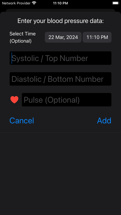 Daily Blood Pressure Log Screenshot