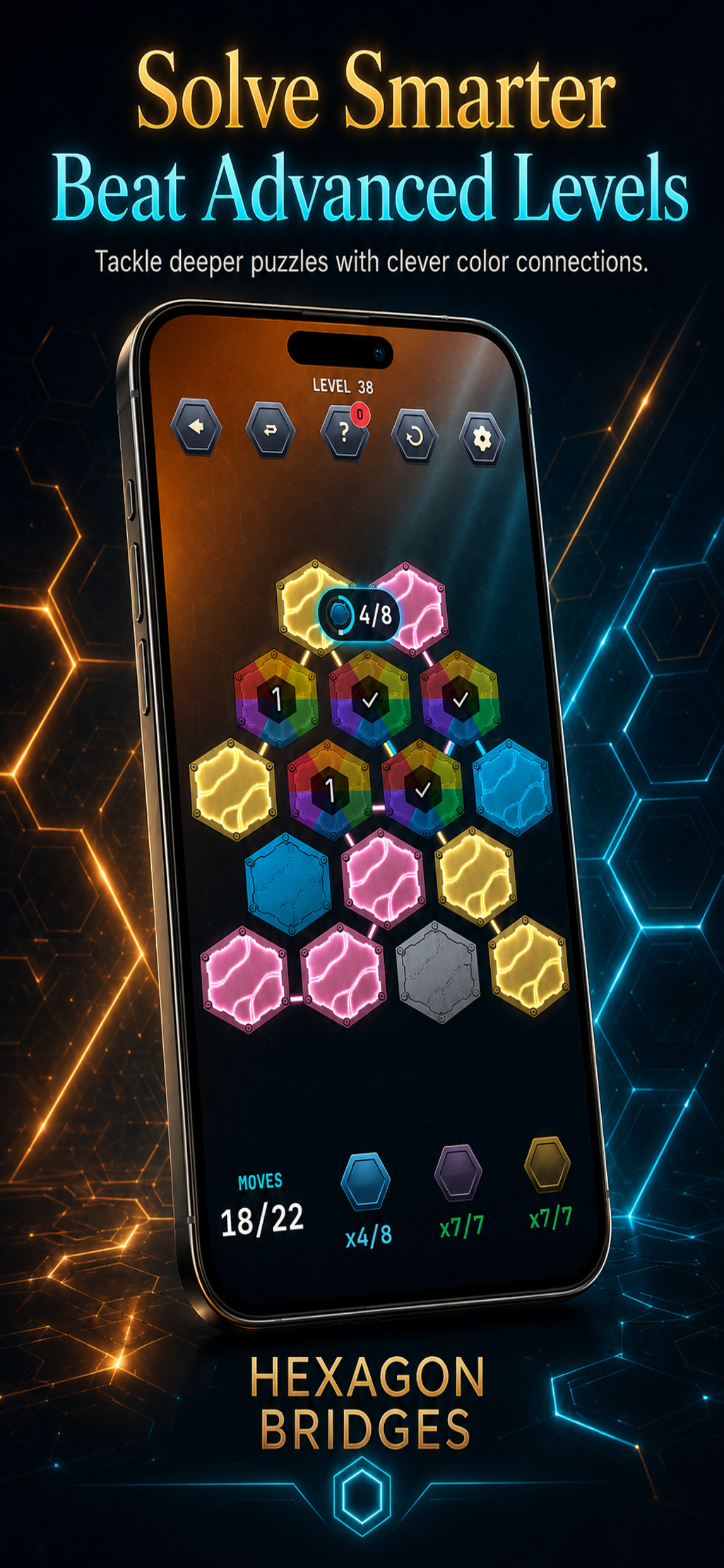 Hexagon Bridges: Logic Puzzle