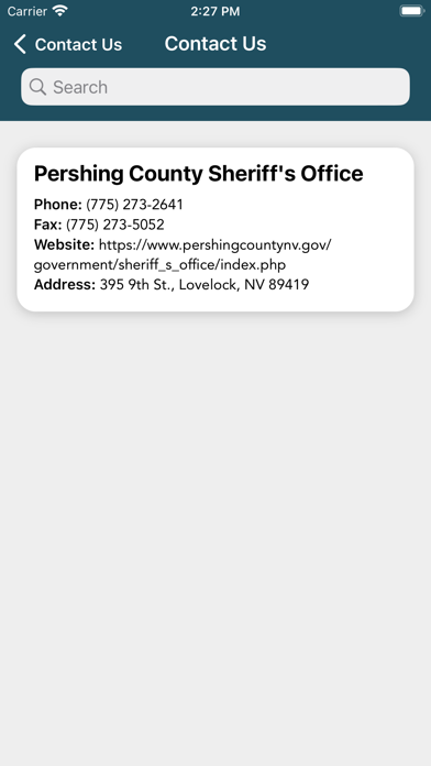 Pershing County Sheriff App Screenshot