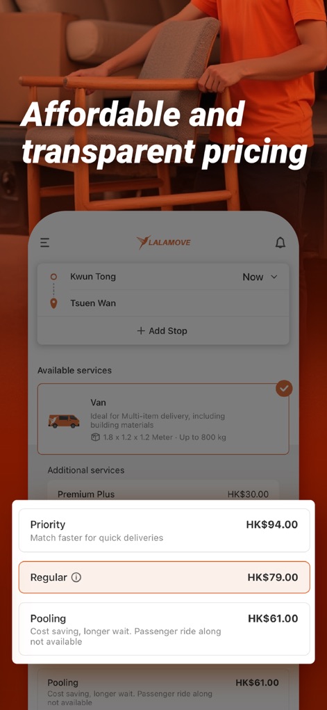 Lalamove - Fast & Affordable - Transparent Pricing Display