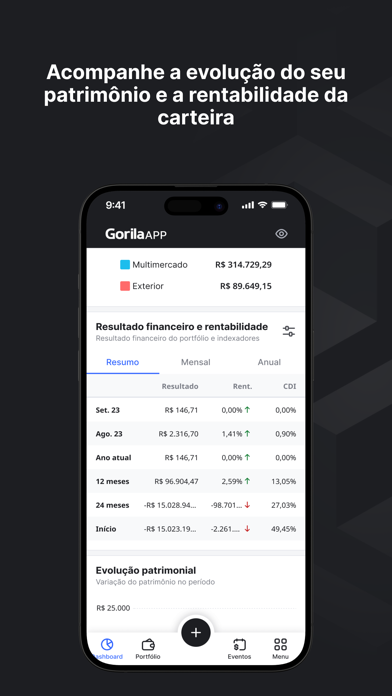 Gorila: gest?o de investimento Screenshot