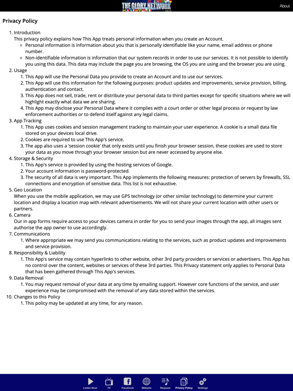 The Glory Network iPad screenshot 5 - Music app