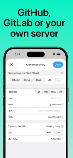 Capture d'écran de Git Client - Working Copy sur iPhone 2