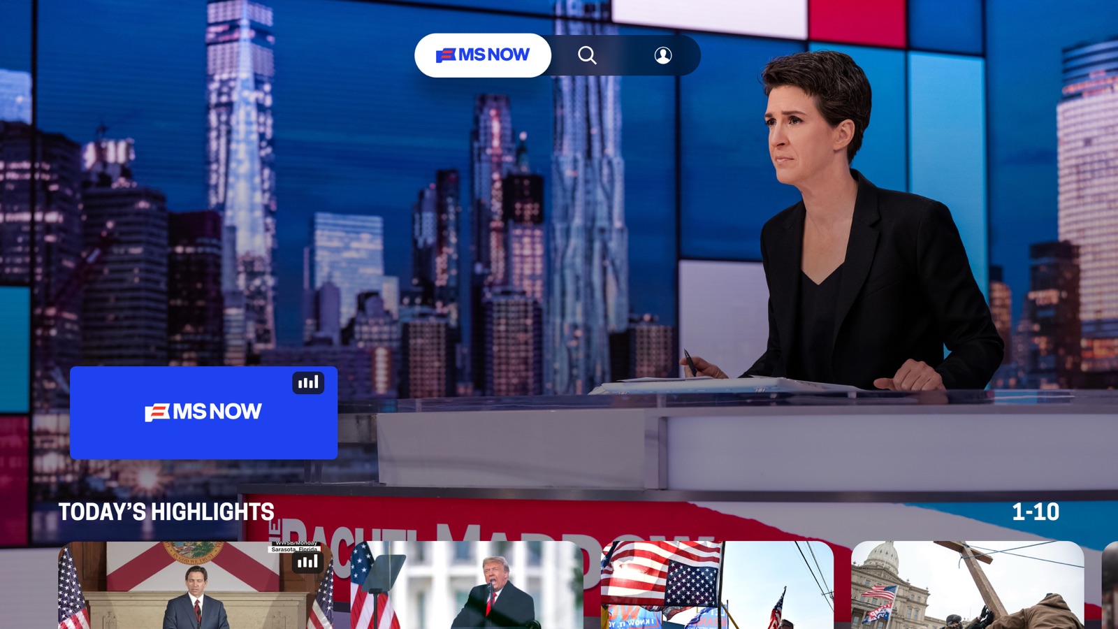 MS NOW: Live & Breaking News apple_tv screenshot 1