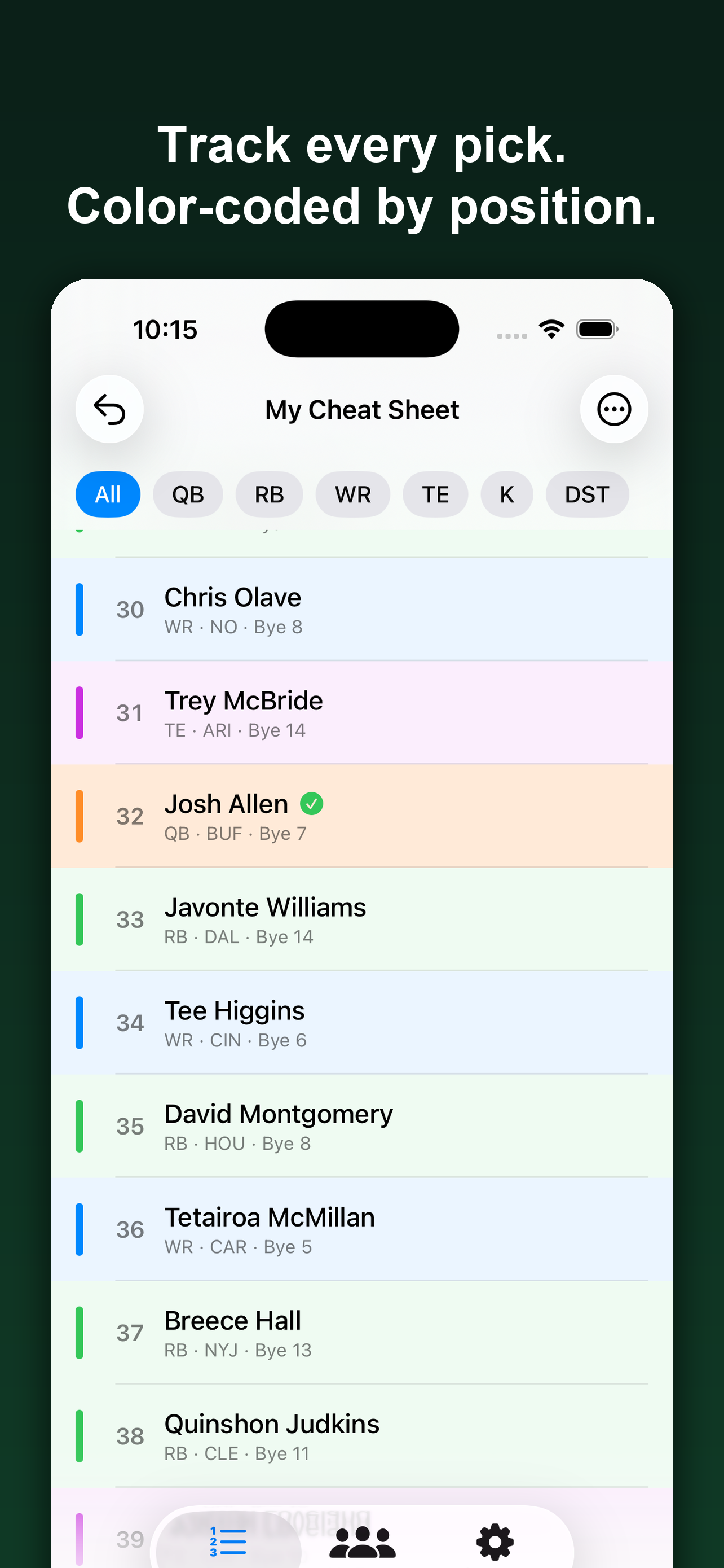 Simple Fantasy Football Sheet screenshot 2