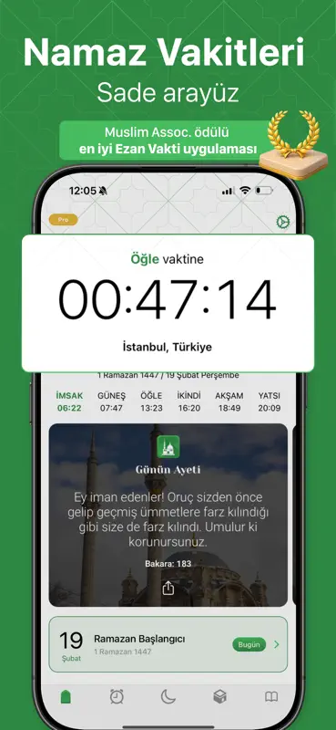 Namaz Vakitleri: Alarm & Kıble screenshot 1 of 10