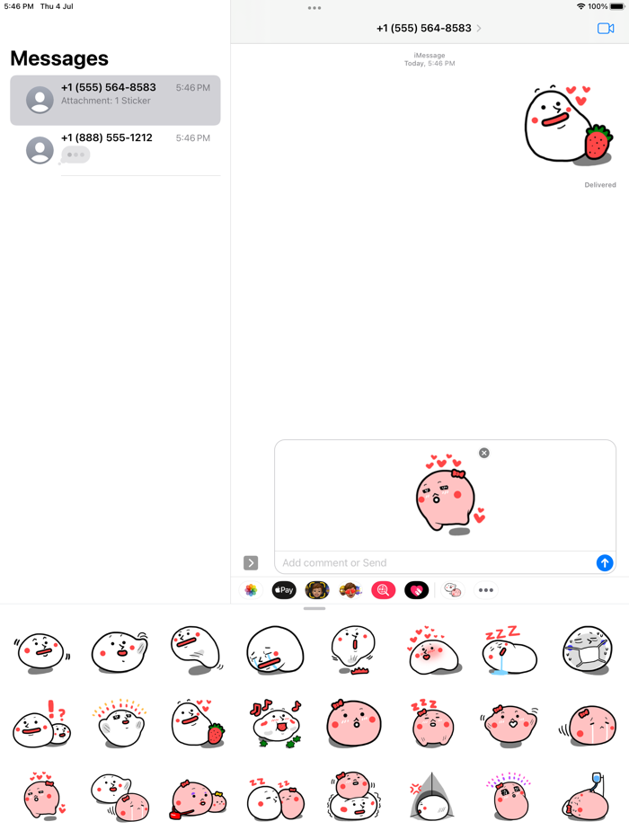 Cute Mochi Blues Love Stickers