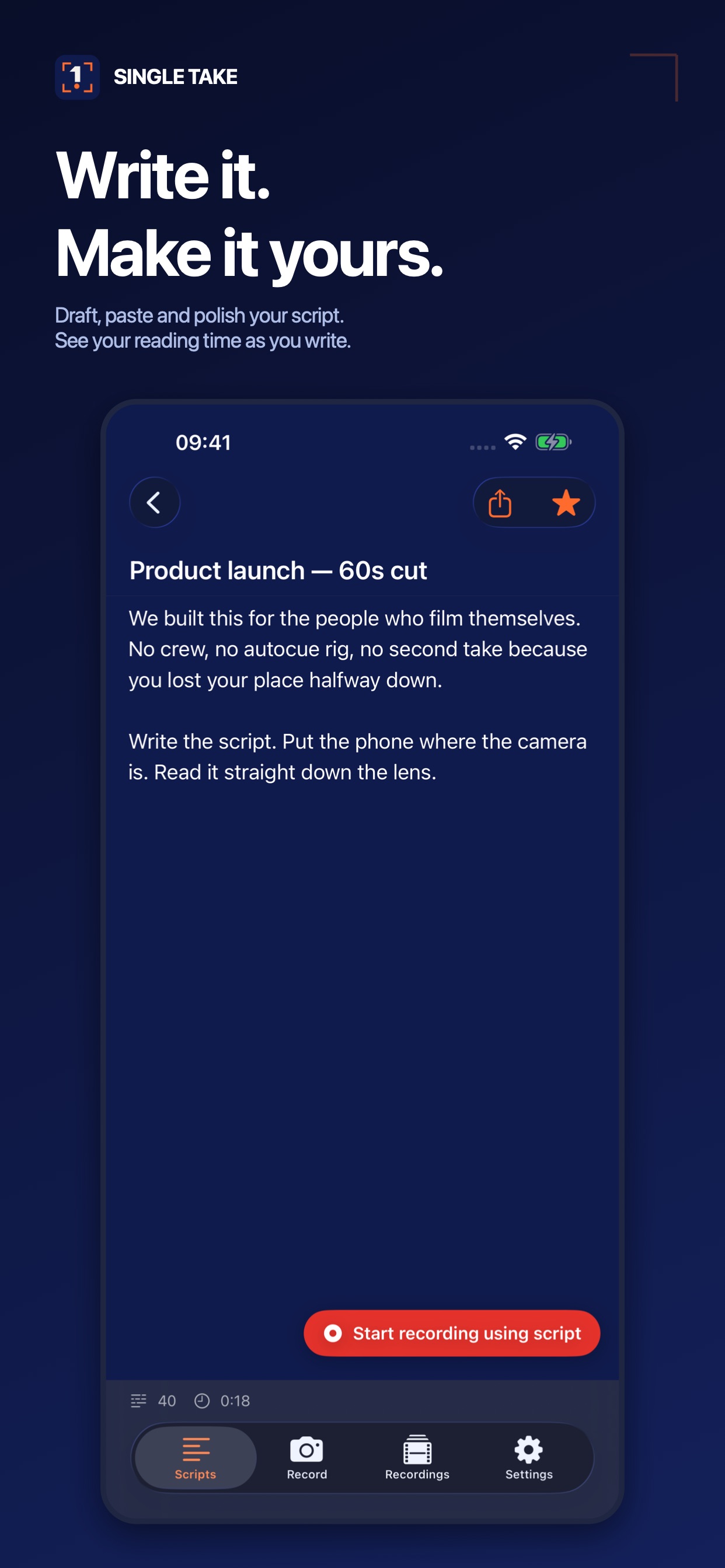Screenshot 3 of Single Take Teleprompter