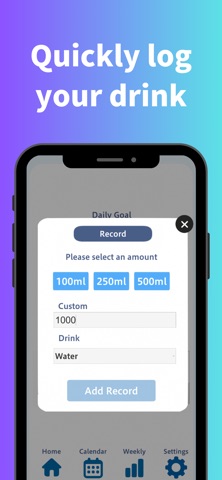 Hydrate Log-Water Intake Track iPhone screenshot