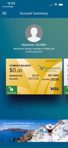 VICFCU Card App iPhone screenshot