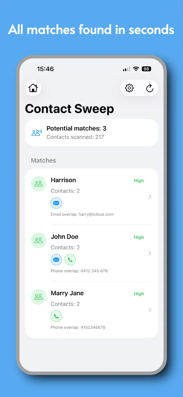 Screenshot #3 pour ContactSweep - Find Duplicates
