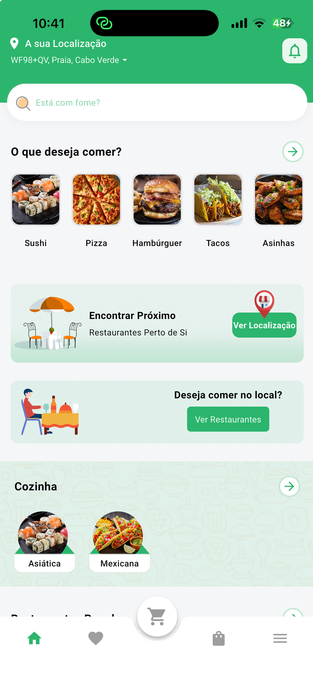 Bafa: pedir comida em casa