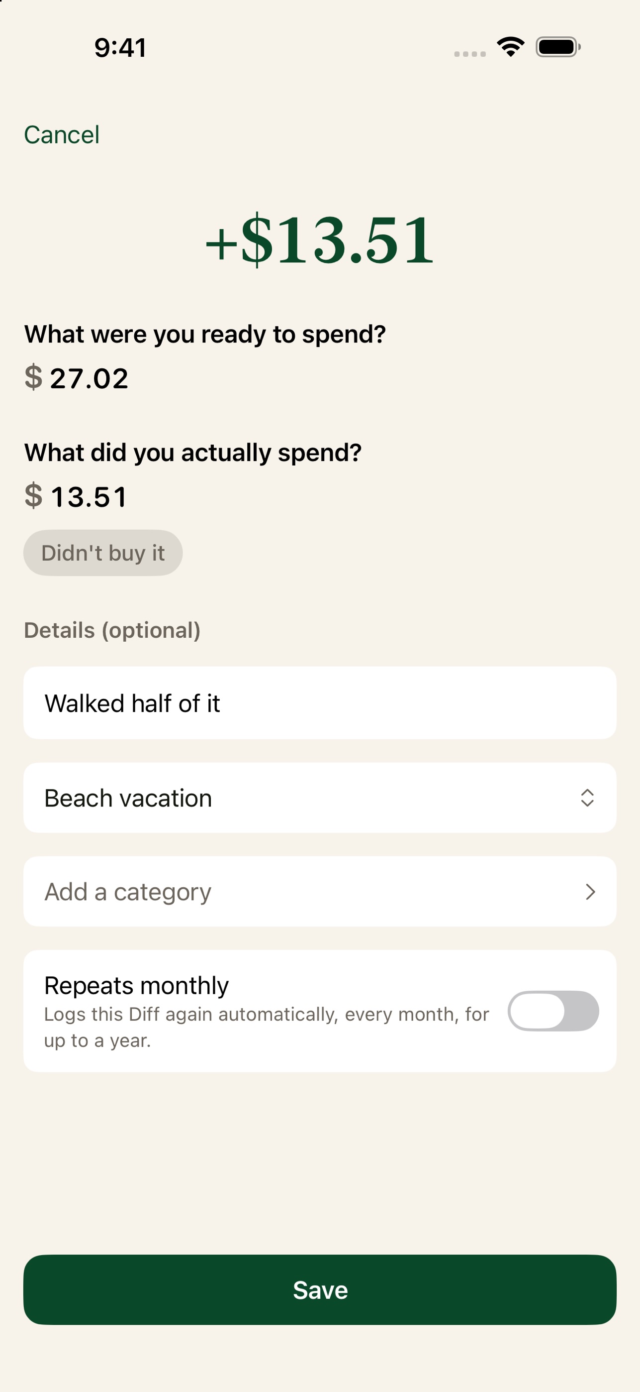 Screenshot 2 of Keep the Diff: Save Money