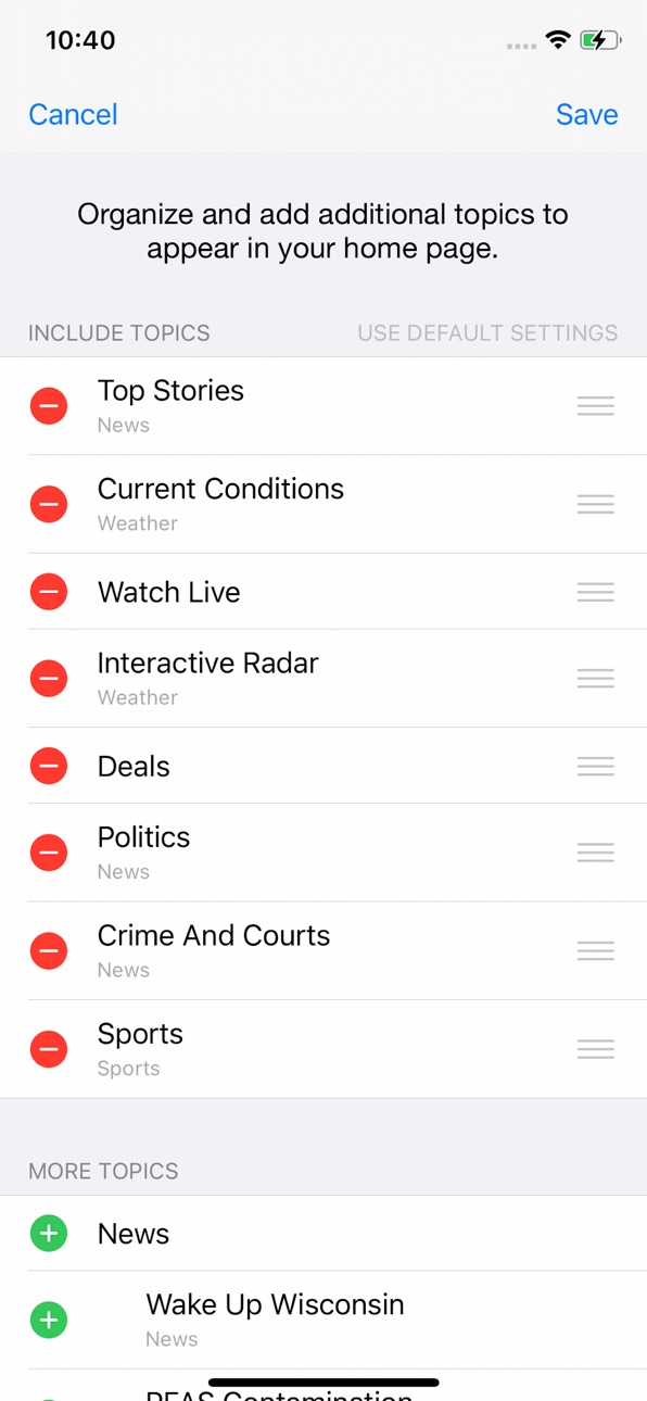 iPhone screenshot