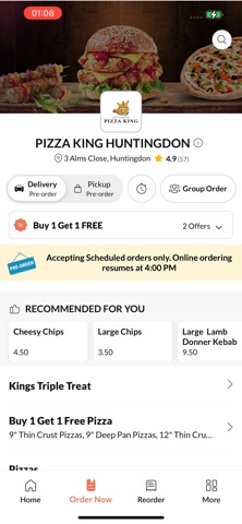 PIZZA KING HUNTINGDON. screenshot