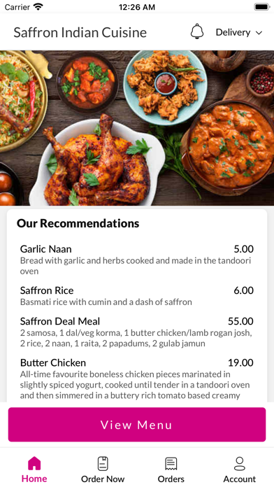 Saffron Indian Cuisine. Screenshot