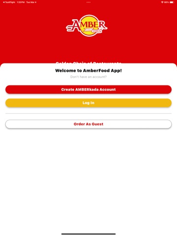 Amber Food App iPad screenshot 1