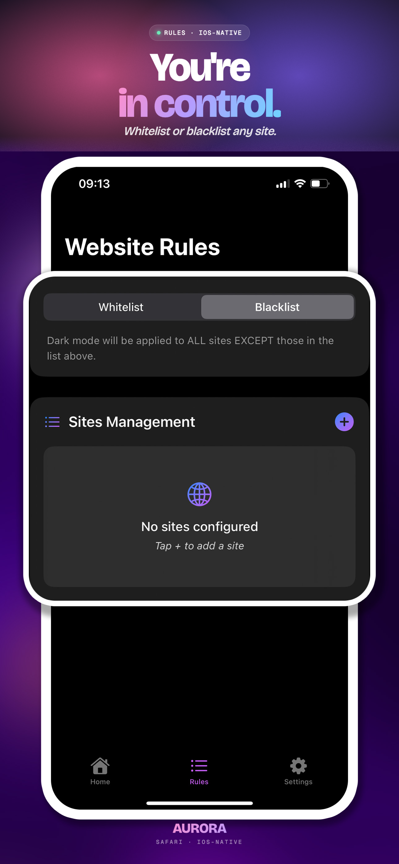Aurora: Safari Dark Themes