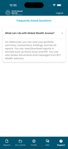 Potomac Bank Wealth GWAccess screenshot