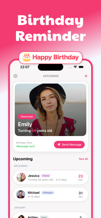 Birthday Reminder - NextUp Screenshot 1 of 4