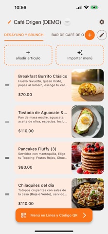 Screenshot 1 of MenuEz App