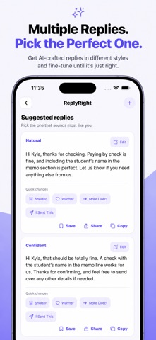 ReplyRight: AI Reply Assistant iPhone screenshot
