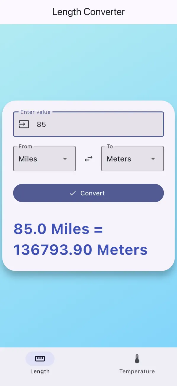 #3. Unit Calc – Length & Temp (iOS) Göre: Waseem Abbas