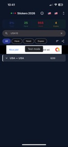 Stickers Cup 2026 List screenshot