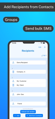 SMS Newsletter: Send bulk sms iPhone screenshot