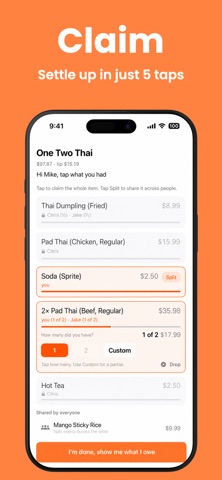 ZipSplit: Scan & Split Bills iPhone screenshot