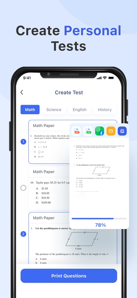 GradeUp: Homework Scanner - Uncover how GradeUp: Homework Scanner enables the creation of personalized test papers across subjects and offers versatile export options, including direct printing.
